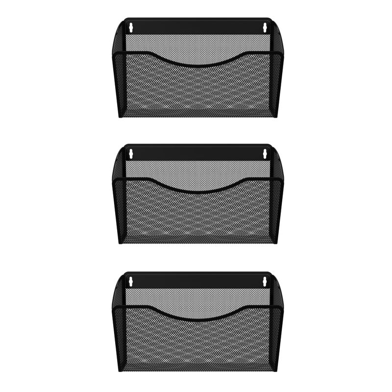 EasyPAG 3 Single Pocket Wall File Organizer, Mesh Hanging File Folder Organizer for Letter/A4 Size Folders, Wall Mounted Vertical Mail Holder for Paperwork, Office, Home, School, Black - Image 2